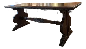 Antique Carved Trestle Table