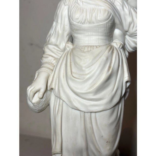 Ceramic Large Antique 19th Century Parian Porcelain Lady European Figural Statue Figure For Sale - Image 7 of 13