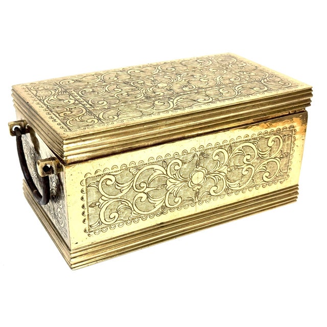 Cast Brass Engraved Brazier Box with Pierced Charcoal Tray, North India For Sale - Image 10 of 18