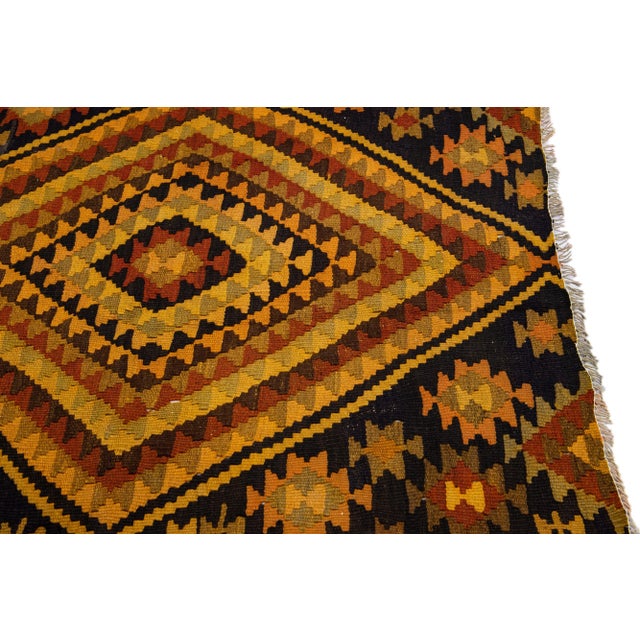 Mid-20th Century Turkish Kilim Yellow Handmade Tribal Wool Rug For Sale In New York - Image 6 of 8