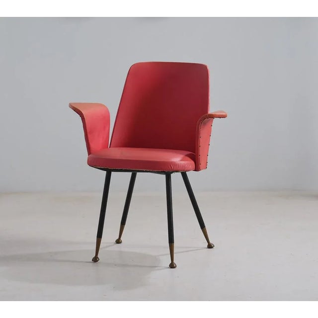 Black Vintage Italian Desk Chair, 1950s For Sale - Image 8 of 9