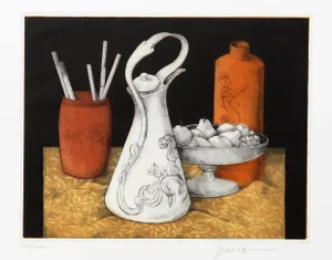 Miguel Herrera, Still Life With Fruit and Pitcher, Etching and Aquatint