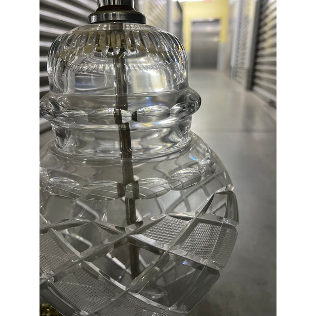 1960s 1960s Waterford Style Cut Crystal Table Lamps With Shades, Chrome Bases, Ireland Attributed - a Pair For Sale - Image 5 of 13