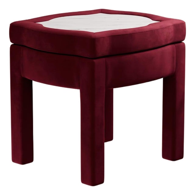 Burgundy Velvet Piero Ottoman by Ceraudo For Sale