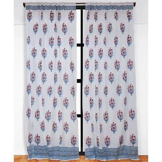 Indian Nargis 45" X 96" Orange & Blue Curtain For Sale - Image 3 of 4