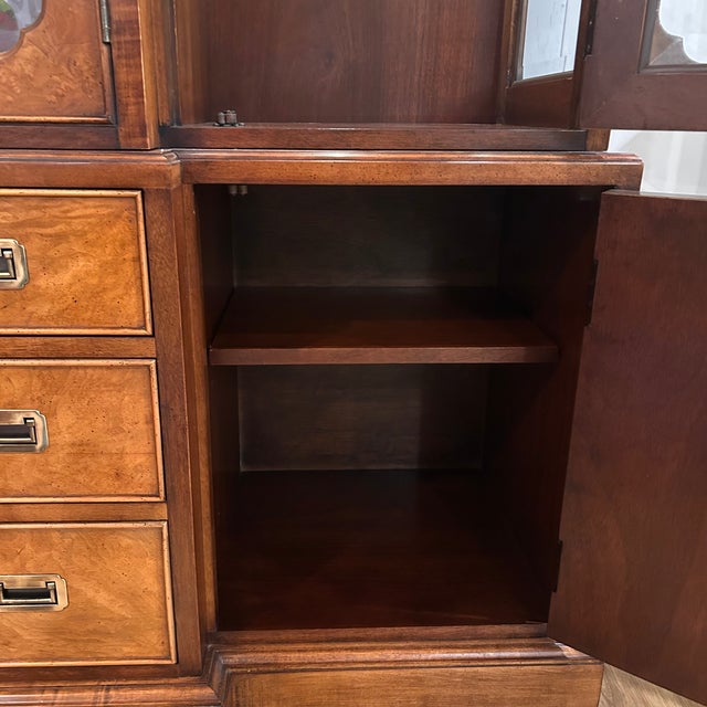 Late 20th Century Walnut Burl Illuminated China Cabinet / Breakfront by Ray Sabota for Century Furniture For Sale In Sacramento - Image 6 of 12