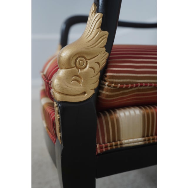 Pair Neoclassical Dolphin Carved Arm Black Chairs For Sale - Image 14 of 18