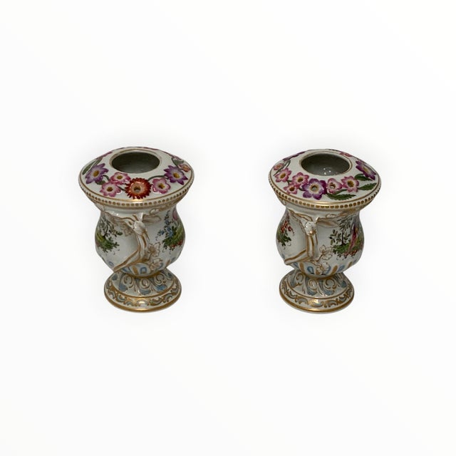 Antique Pair Edmé Samson Paris Chelsea-Style Porcelain Bird Potpourri Urns Made in France c. 1885-1920 Each Approx. 6 1/4"...