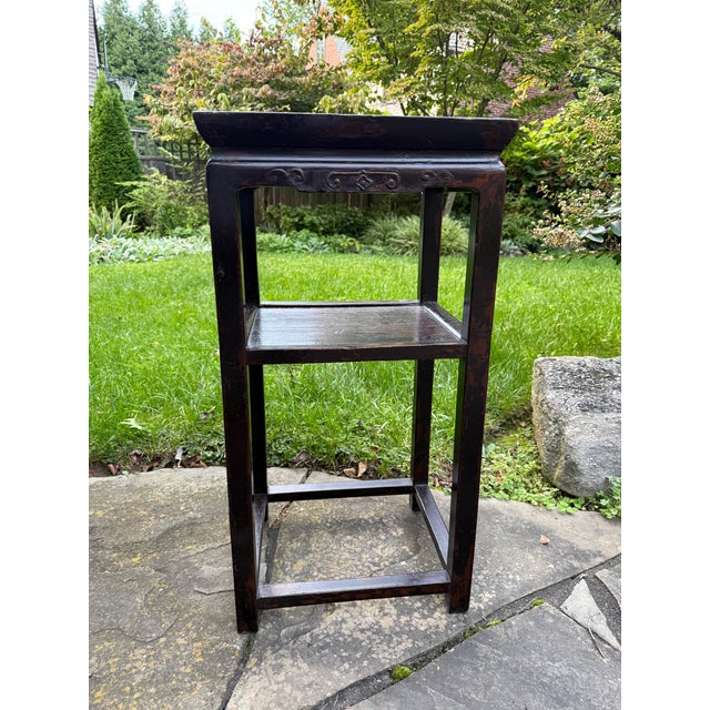 Chinese Antique Chinese 2-Tier Hardwood Stand For Sale - Image 3 of 13