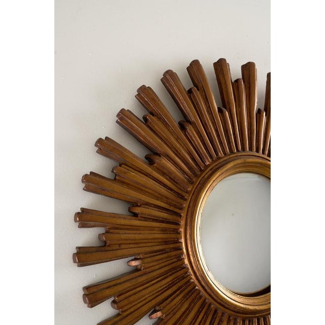 Mid-Century Gold Convex Sunburst Wall Mirror, Europe, 1960s For Sale - Image 3 of 5