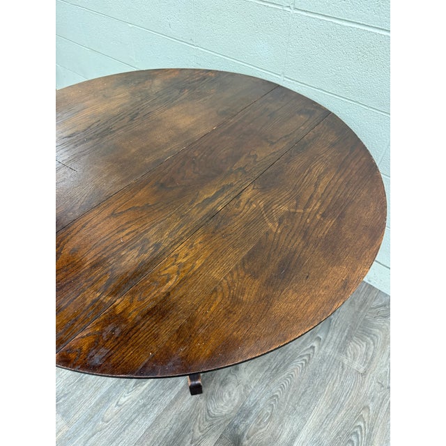 Antique Arts & Crafts Mission Quarter Sawn Oak Pedestal Dining Table For Sale - Image 12 of 16