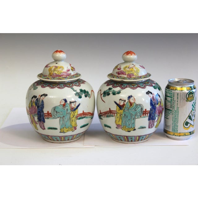 Pair of Antique Chinese Porcelain Ginger Jars Vases Covers, Kangxi Marks Matched For Sale - Image 12 of 12