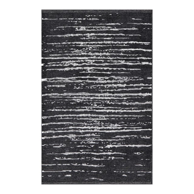 2020s Black and White Hand Knotted Modern Rug in Abstract Design 9'9"x15'0" For Sale