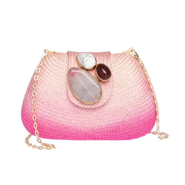 2020s Rafe Tamu Bean Clutch in Pink with Stones For Sale - Image 5 of 5