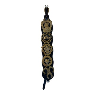 1970s Brass and Leather Horse Bridle Strap For Sale