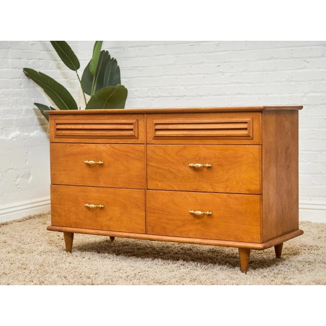Chocolate Walnut 6 Drawer Dresser With Louvered Drawers For Sale - Image 8 of 12