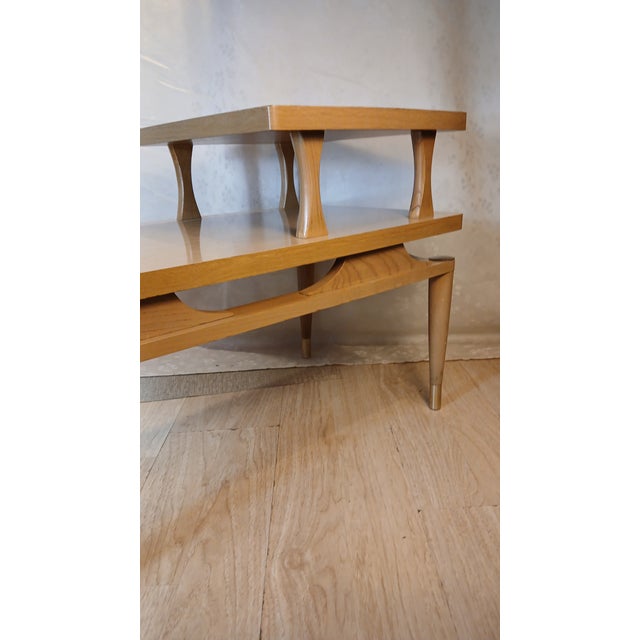 Vintage Mid-Century Modern Two-Tier Blonde Formica Step End Table For Sale - Image 12 of 13