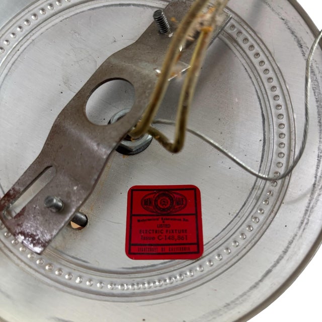 1950s Art Deco MCM Brass Gold Ribbed Round Frosted White Globe Pendant Lights Fixtures - A Pair For Sale - Image 12 of 12