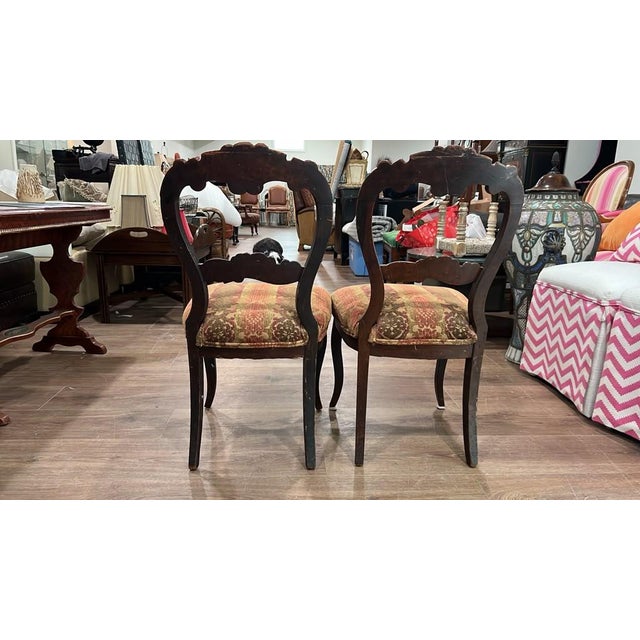 Victorian Carved Victorian Side Chairs (Set of 2) For Sale - Image 3 of 5