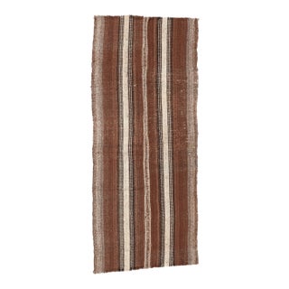 Brown Vintage Turkish Kilim Rug - 2`5″ X 5`9″ For Sale