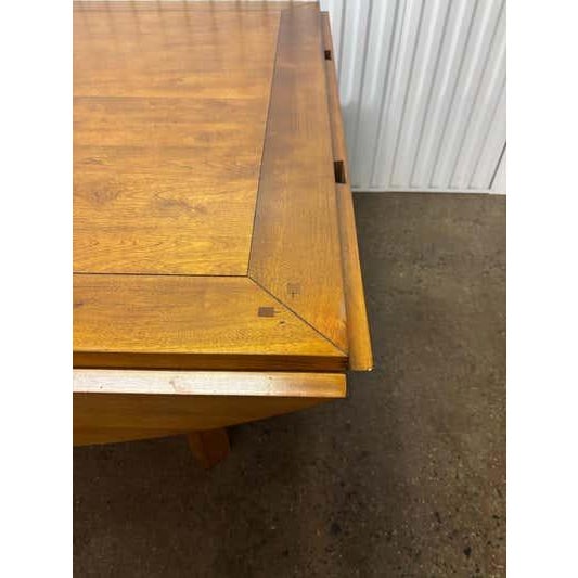 Expandable Wood Dining Table, Light Walnut Stain, Modern Design, 1990 For Sale - Image 11 of 17