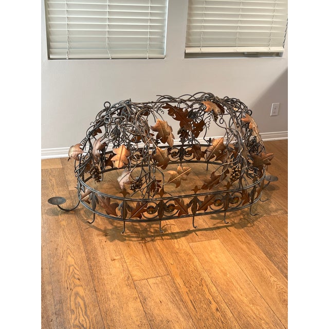 Metal Pot Rack, Vintage Unique Custom Made, Pewter, Brass & Brushed Brass, Copper Pots Included $3,800 For Sale - Image 7 of 11