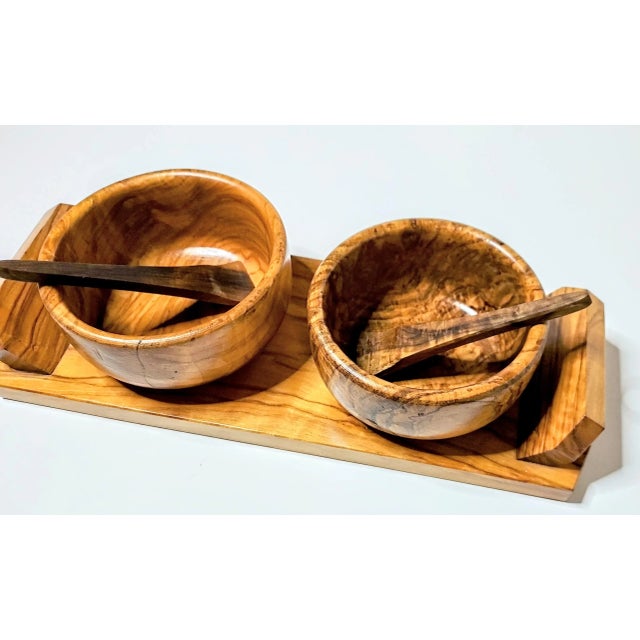 Burled Olive Serving Set- 5 Pieces For Sale - Image 4 of 8