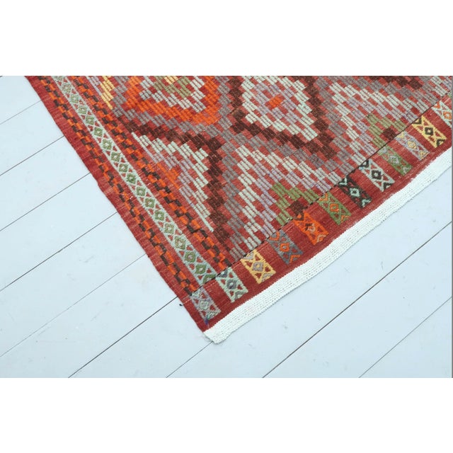 1960s Vintage Turkish Kilim Flatweave Handmade Rug For Sale - Image 5 of 12