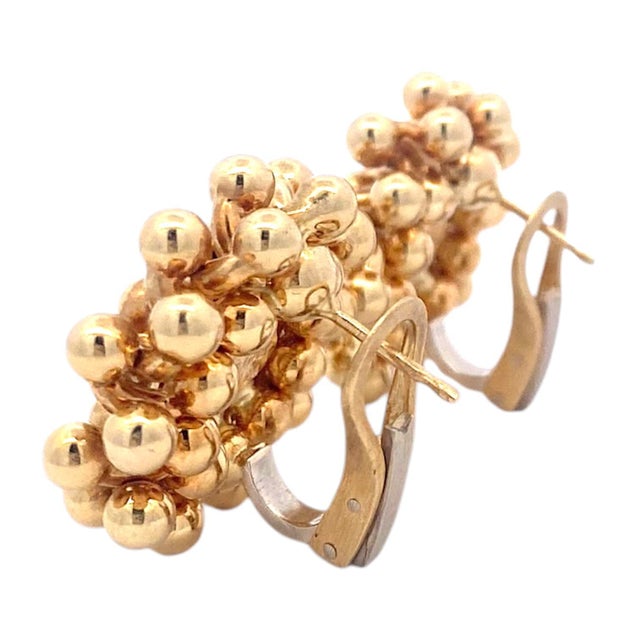 Metal 1990s Vintage Chiampesan 18k Yellow Gold Beaded Earrings - Set of 2 For Sale - Image 7 of 9