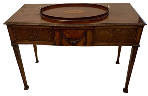 Edwardian Mahogany Inlaid Oval Tea Tray, 1900s