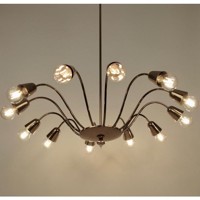 Gold Mid-Century Brass Chandelier from Rupert Nikoll, Austria, 1961 For Sale - Image 8 of 16