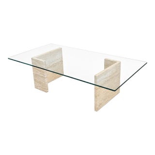 Post Modern Travertine Coffee Table For Sale