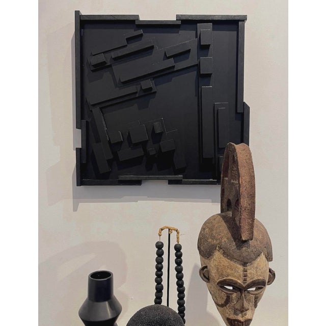 Brutalist Brutalist Black Relief Wall Sculpture — Relief Study No. 01, Studio-Made Geometric Panel For Sale - Image 3 of 3