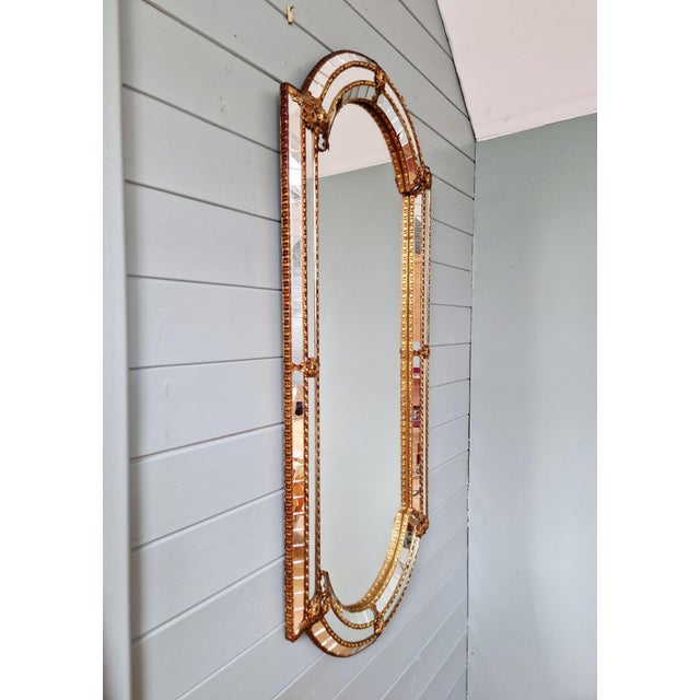 Large Hollywood Regency Mirror in Glass and Brass Mosaic, Spain, 1970 For Sale - Image 4 of 13