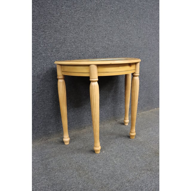 Nautical Paint Decorated Pine Demi-Lune Console Table With Ship Motif For Sale - Image 3 of 12