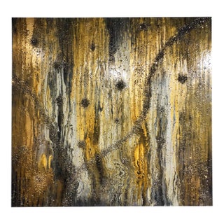 Gold Shadow Abstract Wall Art With Genuine Swarovski® Crystals For Sale