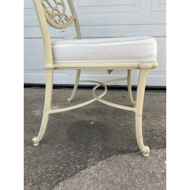 Vintage 1960s Hollywood Regency Style Aluminum Cast Patio Chair For Sale - Image 13 of 14
