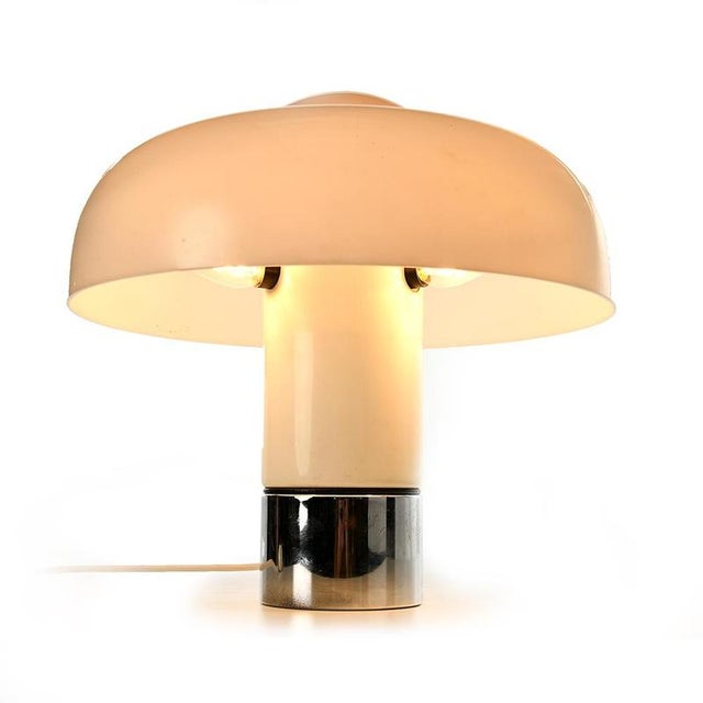 Brumbury Lamp by Luigi Massoni. Designer light fixture in metal and plastic. This large, iconic Italian Brumbury table...