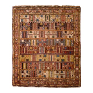 Antique Persian Qashqai Wool Foundation Rug 6’0" X 7’1” For Sale