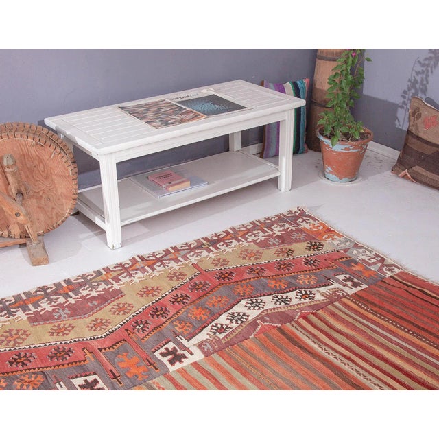 Unique Large Vintage Turkish Kilim Rug For Sale In Los Angeles - Image 6 of 6