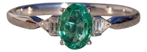 The 163rd Avenue: Vivid Natural Oval Emerald and Natural Diamond Ring