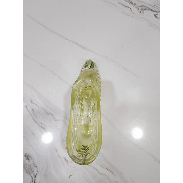 American 1940s Hand Painted Fenton Glass Slipper For Sale - Image 3 of 5