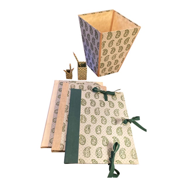 1970s Vintage Hand Made Italian Desk Organizer Set- 10 Pieces For Sale