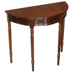 Vintage Flamed Mahogany Demi Line Console Table with Single Drawer