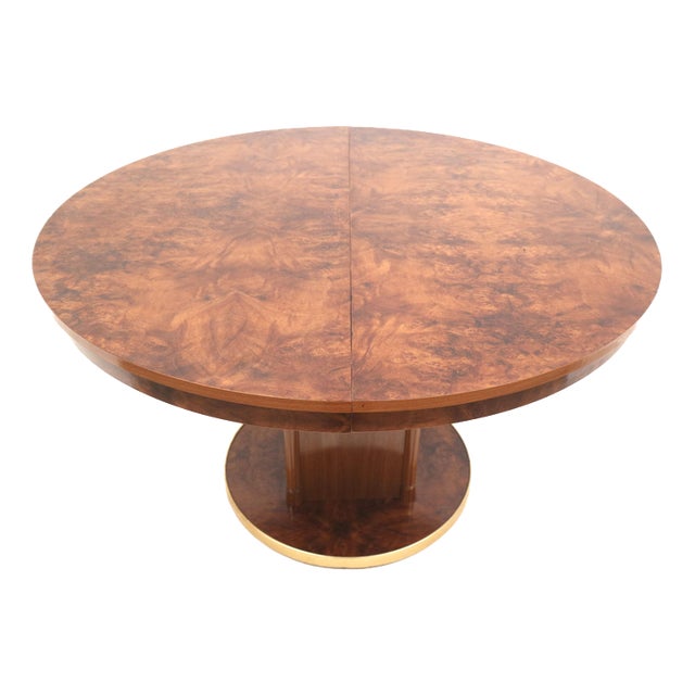 Vintage Art Deco Round Extendable Dining Table For Sale
