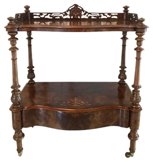 Antique Victorian Inlaid Burr Walnut Whatnot