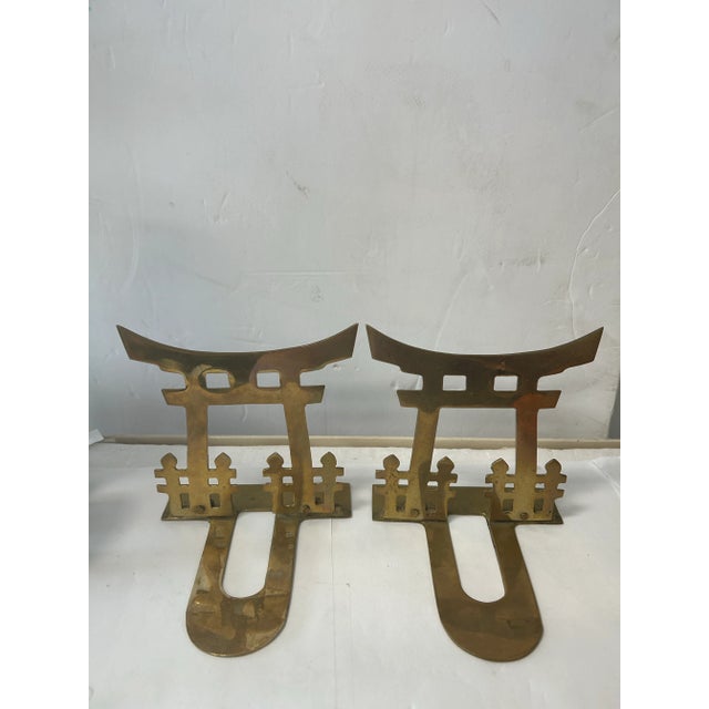 Japanese Vintage Brass Japanese Pagoda Bookends- a Pair For Sale - Image 3 of 5