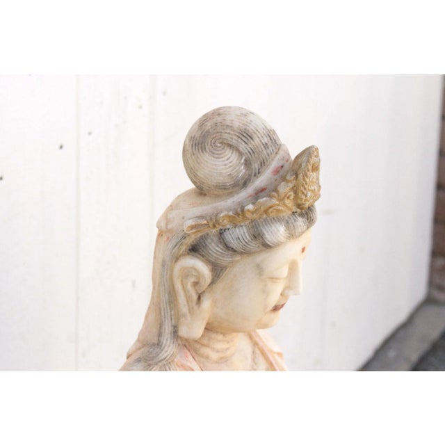 Exceptional Finely Carved Marble Buddha For Sale - Image 9 of 13