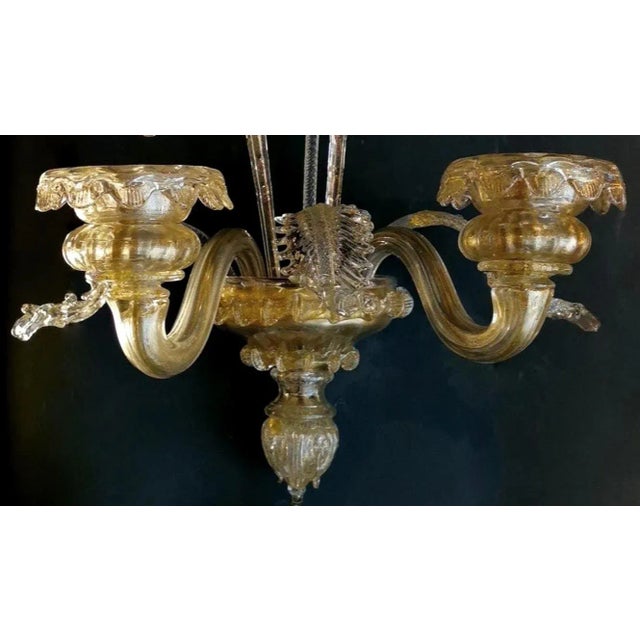 Art Nouveau Italian Murano Glass Wall Sconce in Blown Glass and Gold, 1950s For Sale - Image 4 of 13