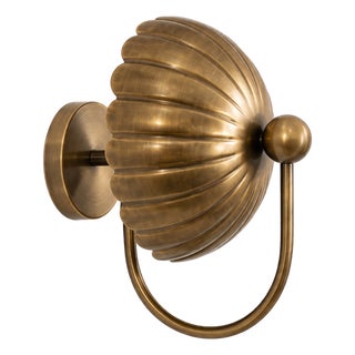 Vintage Brass Wall Sconce Light, Handmade Antique Brass Flower Wall Lamp, Mid Century Shell Sconce, Bedroom Bedside Hallway Lighting Fixture For Sale
